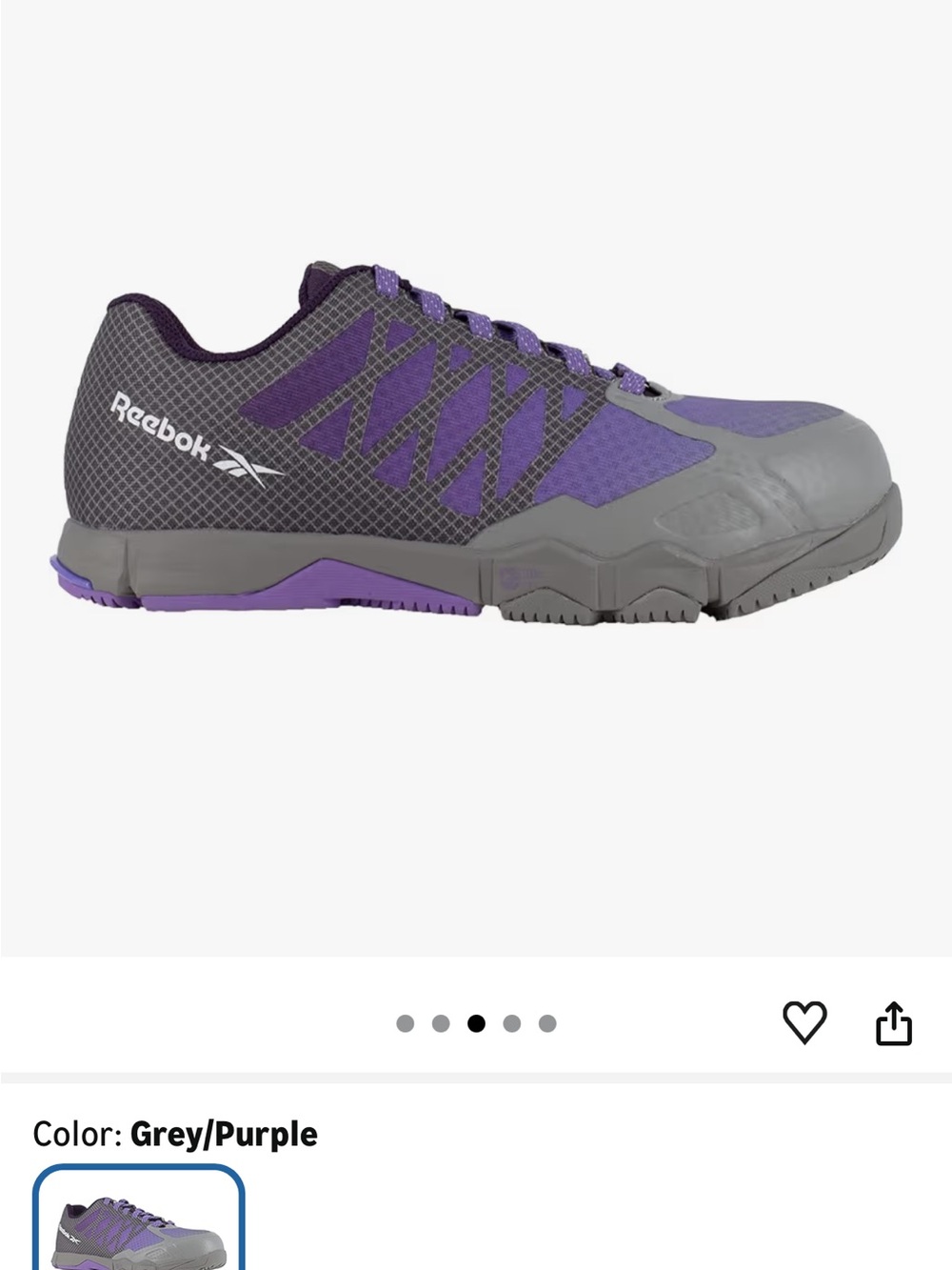 Reebok Grey and Purple Athletic Work Shoe